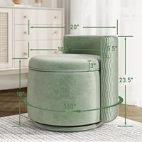 Fauteuil d'appoint pivotant à 360 degrés moderne, rembourré en mousse, avec rangement, ottoman, revêtement en velours, baril, salon, salle de maquillage, chambre à coucher