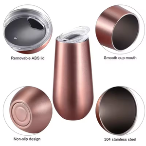 Flûtes à <span class=keywords><strong>champagne</strong></span> isothermes sans pied de 6 oz, verres incassables de 10 oz pour demoiselles d'honneur, cadeau, verres à vin en métal avec couvercle isotherme - Product Image 3