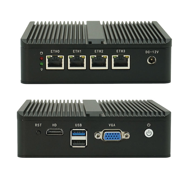 Low Power Consumption Firewall Hardware 4x 1G LAN Ports J1900/N2840 Processor Silent Network Gateway for Home Lab SOHO Security