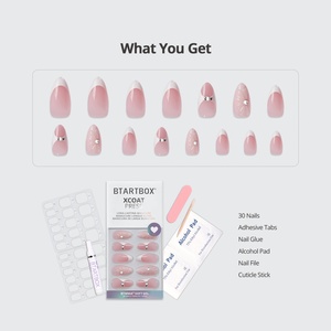 BTARTBOX Uñas Postizas 3D XCOAT con Diseño y Adornos, 30 Piezas, Almendradas Medianas, de Gel Suave de Lujo, Francesas, Puntas de Uñas Falsas al por Mayor - Product Image 3