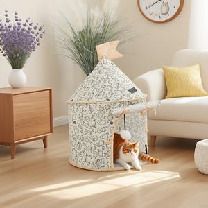 Tente pour chat de conception cartoon, durable, respirante, pour l'intérieur et l'extérieur, tente pliable portable pour chats et petits chiens - Product Image 1