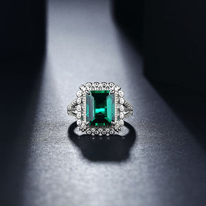 Bijoux fins bague 3ct 11*9mm taille émeraude laboratoire cultivé zambien émeraude pierre 925 bijoux en argent Sterling pour les femmes - Product Image 5
