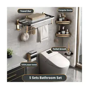 Роскошные наборы принадлежностей для ванной комнаты, Китай, поставщик, алюминиевый отель, белый золотой набор аксессуаров для ванной комнаты, наборы для ванной комнаты