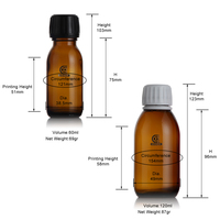 Vente flash : flacon en verre ambré de 60 ml et 120 ml, emballage de qualité supérieure, couleur personnalisée, flacon de toner pour potion
