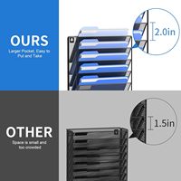 Organisateur de fichiers muraux suspendus avec crochets, support de fichiers mural vertical à 6 niveaux, organisateur de courrier de documents papier pour bureau