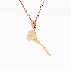 17 km — collier pendentif en acier inoxydable 18K, bijou éthiopien, plaqué or - Product Image 5