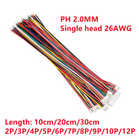 Kit de connecteurs femelles JST PH2.0, 10 pièces, 2 à 10 broches, avec fils de terminaison 26AWG (100/200/300mm), câble de prise Mini Micro pour électronique DIY