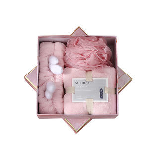 Juego de toallas absorbentes suaves de lana <span class=keywords><strong>Coral</strong></span> grueso, Bola de ducha de lujo, banda para el pelo, toalla facial, toalla absorbente, juego de regalo con caja de regalo - Product Image 3