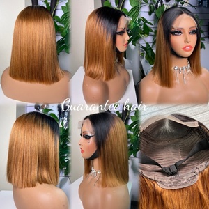 High Quality 100% Human Hair 5*5 Lace <b>Bob</b> <b>Wig</b> T1b/30 Color - Product Image 1