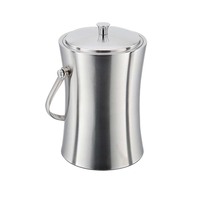 Seau à glace et pinces - Acier inoxydable, capacité 1L-3L, design minimaliste, durable et portable