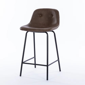 ZY-8082 Sgabelli da Bar Alti in Pelle Marrone con Gambe in Metallo e Poggiapiedi, Vendita all'Ingrosso di Fabbrica - Product Image 6