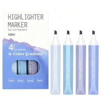 Stylo surligneur dégradé de couleur pour le soin des yeux, pointe oblique, marqueur mignon pour le soulignement de journaux