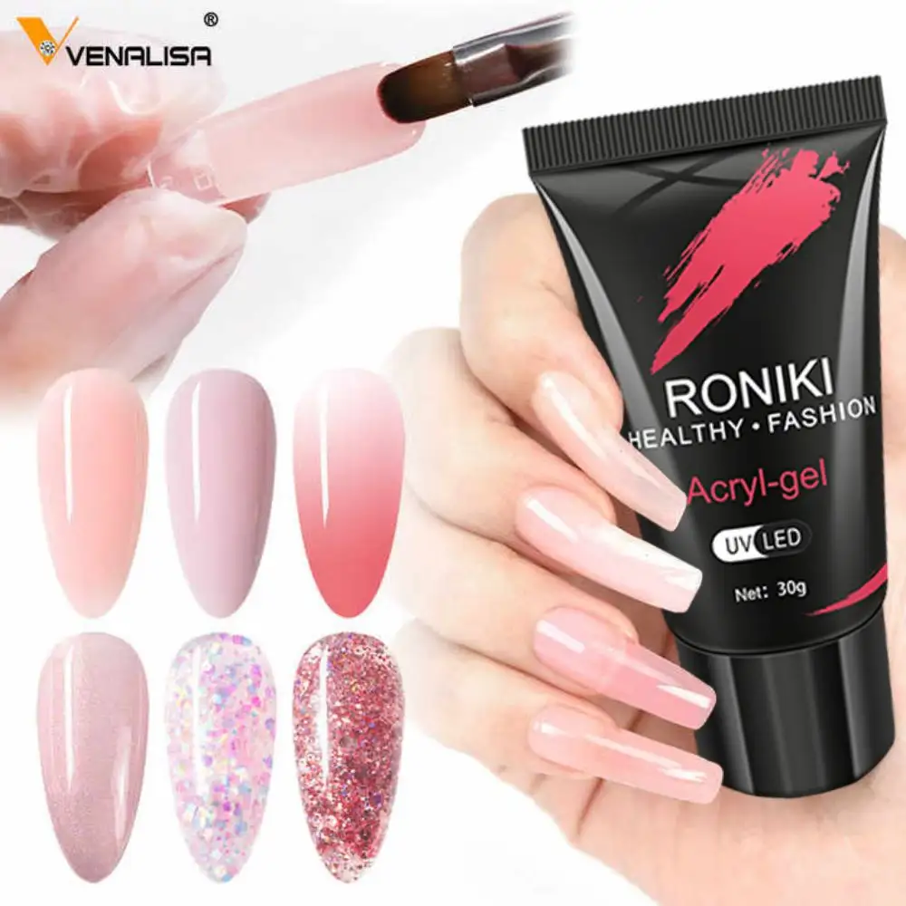 Kit de acrílico para extensão de unhas, produto profissional de marca própria, esmalte acrílico transparente, gel poli