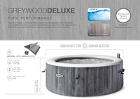 Spa INTEX 28440&28442 Puresap Greywood Deluxe à motif imitation bois, spa rond à bulles disponible en tailles pour 4 et 6 personnes