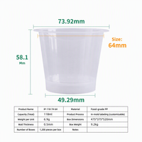 Gobelets en plastique transparent PP de 118 ml avec logo personnalisable pour la crème glacée, le yaourt, le pudding et les desserts