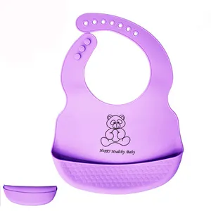 Drop Shipping Food Grade Logo Custom Alta qualidade impermeável Silicone Urso Bebê Bib