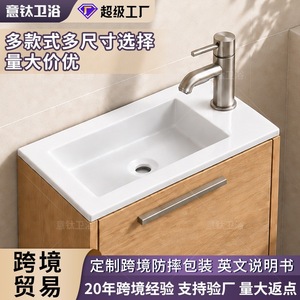 Lavabo Pequeño de Cerámica Italiano de Titanio, Lavabo de Encimera de Una Pieza con un Solo Orificio para Baño - Product Image 5
