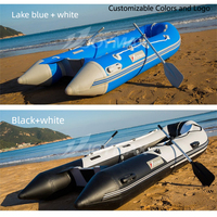 Bateau gonflable en PVC robuste de 3.8m avec plancher en alliage d'aluminium | Idéal pour la pêche et le sauvetage