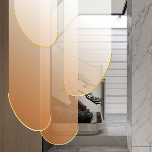 Rideaux de séparation parallèles multicouches avec bases incurvées en métal, <span class=keywords><strong>stores</strong></span> décoratifs pour créer des espaces de style naturel - Product Image 2