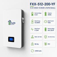 Batterie de stockage d'énergie solaire murale Fuxile LiFePO4 51,2 V avec écran LCD et BMS, prend en charge plusieurs connexions parallèles