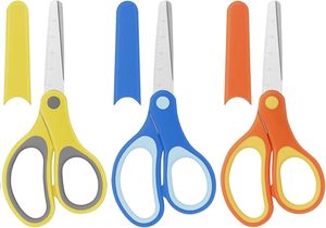 New Safety Stainless Steel <b>Paper</b> Cutting Scissors with Soft Grip Handle Cover Scaled Student Scissors Children Scissors for Kid - Product Image 1