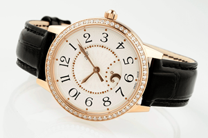 Montre mécanique ronde pour femme, boîtier couleur or rose, lunette sertie de diamants, phase de lune, bracelet en cuir véritable, cadran analogique, 38 mm - Product Image 3