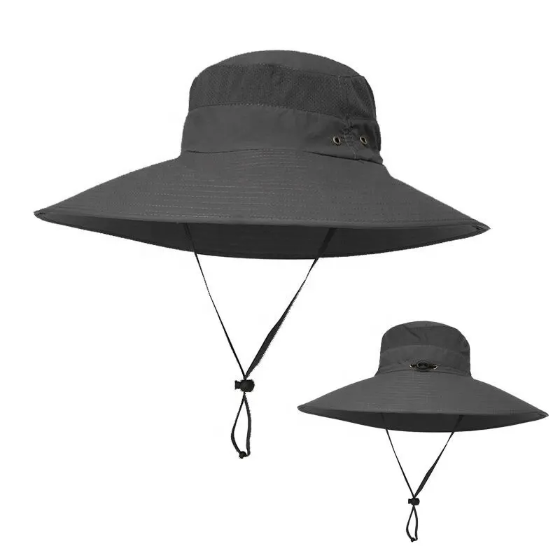 Erkek süper geniş Brim kova şapka UPF50 + su geçirmez güneş Safari şapka balıkçılık yürüyüş kamp