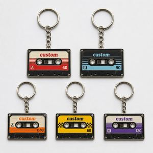 Porte-clés en gros personnalisés en forme de cassette, chaînes rétro pour bandes audio, promotion pour les magasins de musique vintage, cadeaux pour activités culturelles, porte-clés - Product Image 1