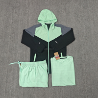 Ensemble 3 pièces à séchage rapide, sweat à capuche coloré, t-shirt, style confortable pour la course, coupe-vent et protection solaire