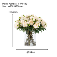 Arrangement floral artificiel fait main économique et très demandé avec vase en verre pour salle à manger, mariage et Saint-Valentin