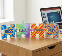 Plaque de remise de diplôme personnalisée pour la maternelle, puzzle en acrylique, cadeau de remerciement pour les enseignants, base en bois, lot de panneaux PMMA personnalisés