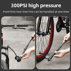 Bomba de choque de aire de bicicleta de alta presión de 300PSI con palanca y manómetro para horquilla y suspensión trasera, válvula de inflado de aire para neumáticos, bomba de bicicleta - Product Image 6