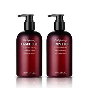 Bottiglia di plastica per shampoo rotondo Boston ambra smerigliata da 360ml con pompa nera per forniture alberghiere per balsamo per capelli per il lavaggio del corpo
