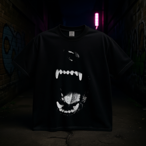 T-shirt Oversize Boxy con Grafica Cane che Morde, Stile Streetwear Y2K, Divertente T-shirt per Bambini in Cotone Stampato a Maniche Corte con Girocollo - Product Image 2