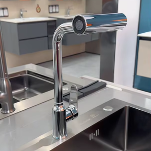 Robinet de cuisine moderne pivotant à 360 degrés à un seul trou avec cartouche en céramique, finition chromée pour évier - Product Image 2