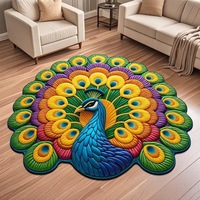 Tapis antidérapant moderne abstrait en PVC, motif paon à queue épanouie, fabriqué à la machine, pour entrée, salle de bain, toilettes
