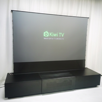 120 Zoll Schwarzer Rechtwinkliger Laser-TV-Schrank mit Elektrischem Bodenaufzug ALR UST Ein-Klick-Lift 16:9 4K UHD Versteckter Stauraum