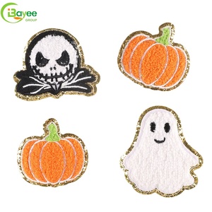 Parches Bordados Personalizados de Halloween, Calabaza y Calavera, Apliques de Chenilla para Sombreros, Camisetas y Sudaderas - Product Image 3