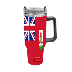 Gobelet isotherme en acier inoxydable de 40 oz avec poignée, motif drapeau personnalisé de Sainte-Lucie, double paroi sous vide pour pique-niques en extérieur et rassemblements de fans - Product Image 4
