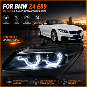 Para <span class=keywords><strong>BMW</strong></span> <span class=keywords><strong>Z4</strong></span> E89 2009-2016, Juego de Faros Delanteros Bi Xenón con Lente Proyector, Carcasa Negra, LED DRL, Señal de Giro Secuencial - Product Image 2