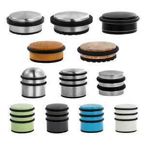 Tope de Puerta Redondo de Acero Inoxidable Resistente, Acabado Negro Satinado, con Goma Protectora para Paredes y Puertas, Popular OEM - Product Image 1