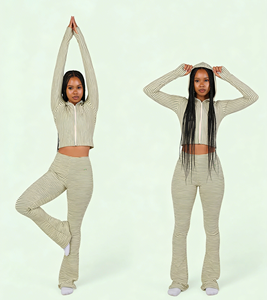 Ensemble Loungewear Tricoté Femme 2 Pièces 2026 – Personnalisable avec Logo, Chemise Manches Raglan en Coton et <span class=keywords><strong>Bandeau</strong></span> Assorti avec Pantalon – Idéal pour Grandes Tailles - Product Image 1