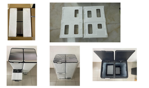 Cestino per uso domestico <span class=keywords><strong>a</strong></span> <span class=keywords><strong>tre</strong></span> compartimenti con coperchio <span class=keywords><strong>a</strong></span> pedale <span class=keywords><strong>a</strong></span> chiusura lenta da 60 litri in acciaio inossidabile - Product Image 6