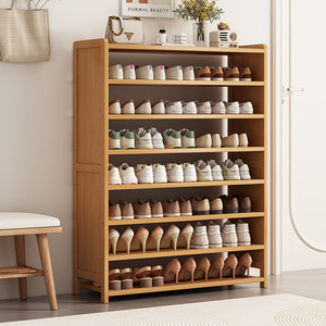 Simple bamboo <b>shoe</b> <b>rack</b>, dustproof home <b>shoe</b> cabinet, storage cabinet, multi-layer vertical clearance <b>wall</b> shelf - Product Image 3