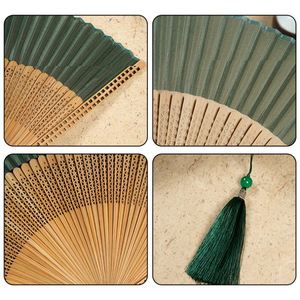 Custom Logo Solid Color Wood Handmade Exquisite Folding Hand <b>Fan</b> Tassel Chinese Style Portable Foldable Wedding Party Dance Gift - Product Image 4