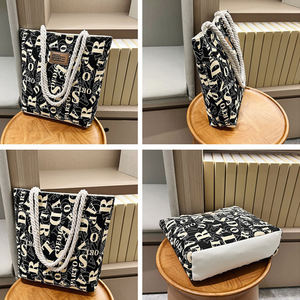 Kadın katı tuval Tote fermuarlı çanta kapatma birden paketleri kullanımlık bakkal çanta mükemmel hediyeler kadın kızlar parti günlük kullanım - Product Image 5