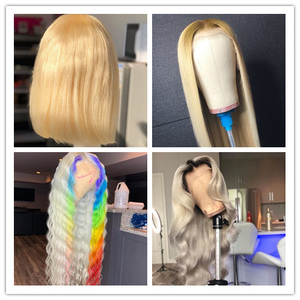 Perruque en dentelle frontale <span class=keywords><strong>Eli</strong></span> Hair Blonde, cheveux humains vierges brésiliens, avec dentelle transparente, sans colle, longue longueur - Product Image 6