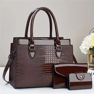 Sac à main fourre-tout décontracté grande capacité pour femme, pratique, bandoulière zippée, nouveau modèle transfrontalier, ensemble trois pièces avec motif <span class=keywords><strong>crocodile</strong></span> - Product Image 4