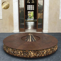Foyer de décoration extérieur en acier corten traitement de stockage du bois rouillé Foyer rond en métal Foyer extérieur portable