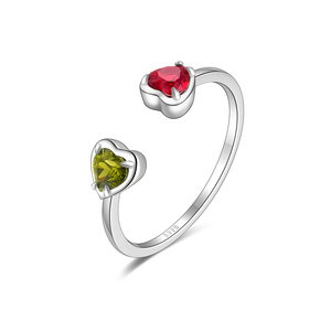 CANNER 925 <b>Silver</b> 5A Cubic Zirconia Double Heart <b>Ring</b> 18K Gold Plated <b>Adjustable</b> Heart <b>Ring</b> for Women Valentine's Day Wedding - Product Image 1